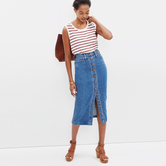 button up skirt midi